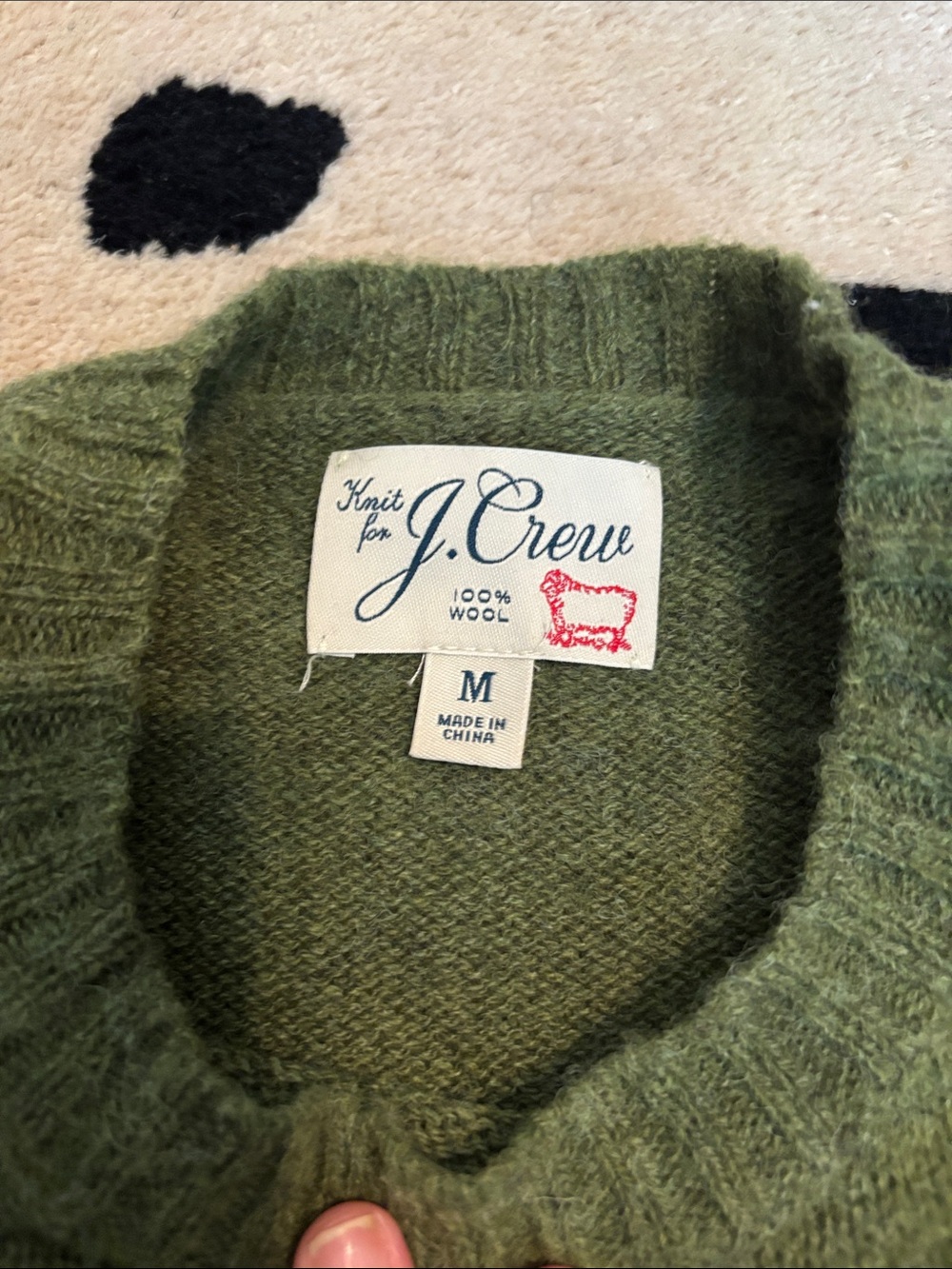 J. Crew Wool Olive Green Crewneck Sweater - Picture 2 of 4